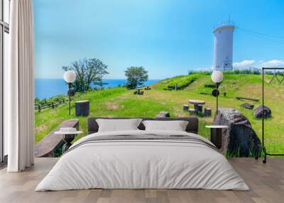 夏の草山埼灯台　山口県山口市　Kusayamasaki Lighthouse in summer. Yamaguti Pref, Yamaguchi City. Wall mural